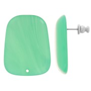 Clous d'oreilles trapèze en résine translucide 28x22 mm - Marbré Vert Turquoise x2