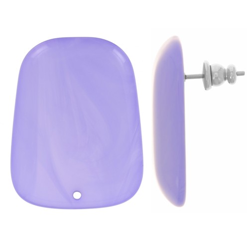 Clous d'oreilles trapèze en résine translucide 28x22 mm - Marbré Lavande x2