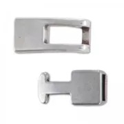 Fermoir rectangulaire crochet pour lacet 5 mm Placage Argent fin vieilli x1