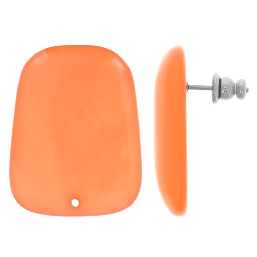 Clous d'oreilles trapèze en résine translucide 28x22 mm - Marbré Corail x2