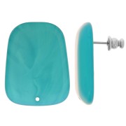Clous d'oreilles trapèze en résine translucide 28x22 mm - Marbré Bleu lagune x2|raw }}