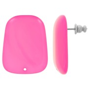 Clous d'oreilles trapèze en résine translucide 28x22 mm - Marbré Rose magenta x2|raw }}