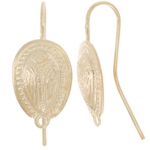 Crochets d'oreilles ovales 16x11 mm avec anneau fermé - Doré à l'or fin x2