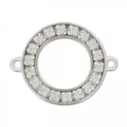 Intercalaire strass rond 2 anneaux 15,5 mm en Argent 925 x1