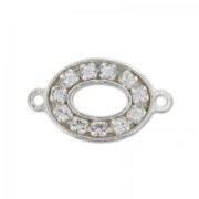Intercalaire strass ovale 2 anneaux 17,3x10 mm en Argent 925 x1