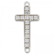 Intercalaire strass croix 2 anneaux 24x11 mm en Argent 925 x1