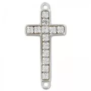 Intercalaire strass croix 2 anneaux 24x11 mm en Argent 925 x1