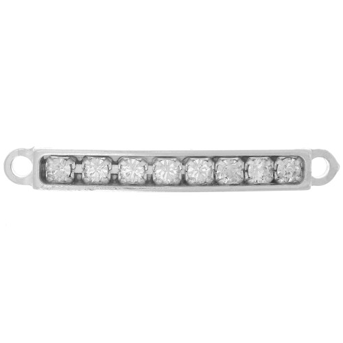 Intercalaire strass barrette 2 anneaux 22 mm en Argent 925 x1