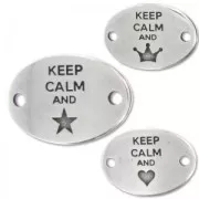 Intercalaire keep calm 2 trous 29x20 mm Placage Argent fin vieilli x1