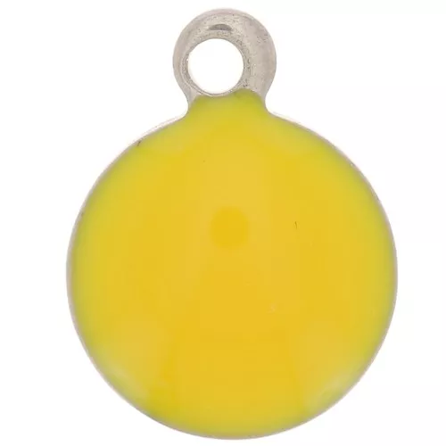 Breloques rondes 8 mm en résine époxy - Acier inoxydable 304 - Ocre x5