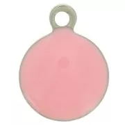 Breloques rondes 8 mm en résine époxy - Acier inoxydable 304 - Rose x5