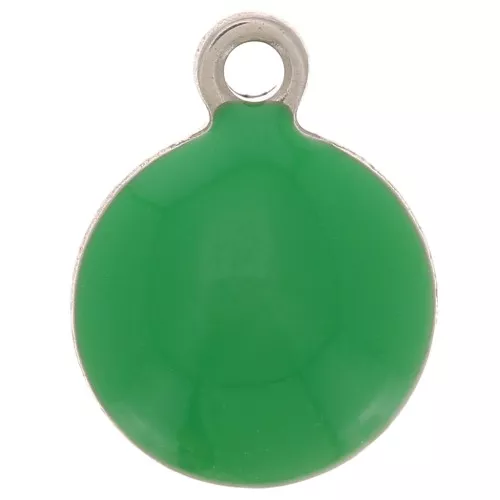 Breloques rondes 8 mm en résine époxy - Acier inoxydable 304 - Vert x5