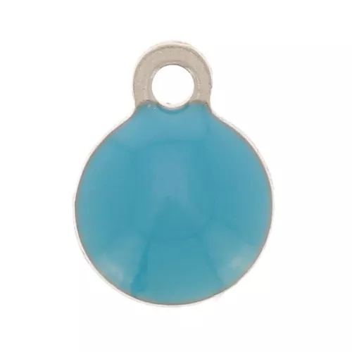 Breloques rondes 4.5 mm en résine époxy - Acier inoxydable 304 - Turquoise x10