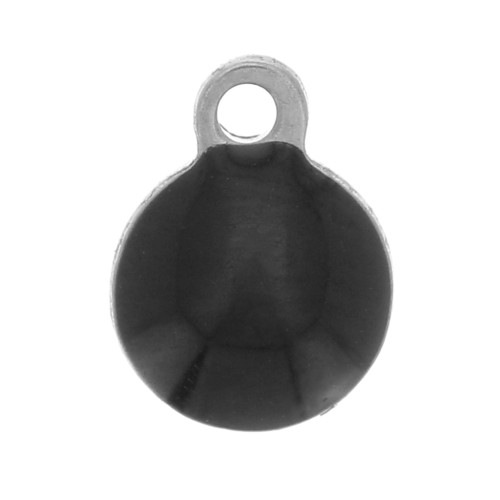 Breloques rondes 4.5 mm en résine époxy - Acier inoxydable 304 - Noir x10
