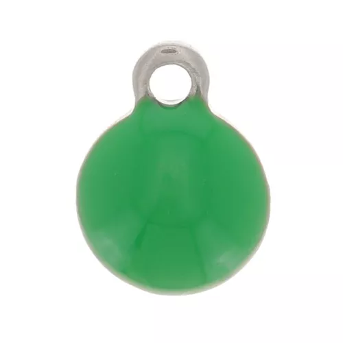 Breloques rondes 4.5 mm en résine époxy - Acier inoxydable 304 - Vert x10