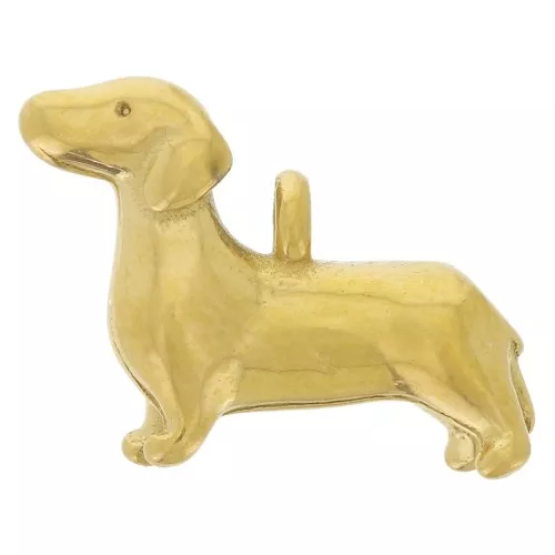 Breloque chien Teckel 10x13 mm - Acier inoxydable 316L Doré x1