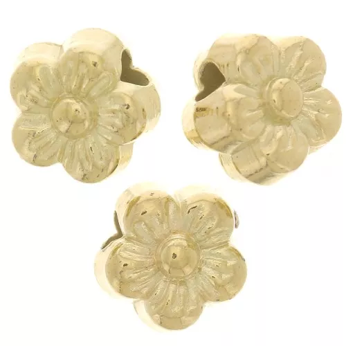 Perles fleurs 6 mm en acrylique métallisée  CCB - Doré x10