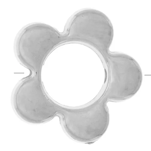 Perles fleurs 15 mm en acrylique métallisée  CCB - Argenté x4