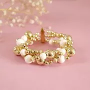 Perles rondes 5 mm en acrylique métallisée  CCB - Doré x20