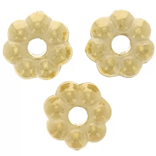 Perles rondelles fleurs 6 mm en acrylique métallisée  CCB - Doré x50