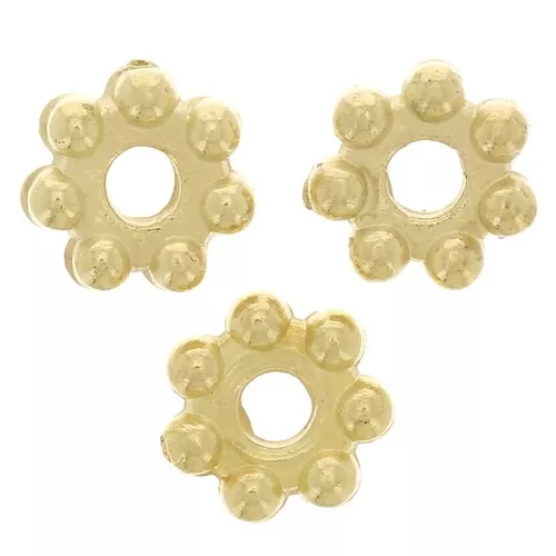 Perles rondelles fleurs 4 mm en acrylique métallisée  CCB - Doré x100