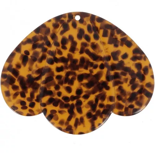 Pendentif 3 pétales 36x45 mm en acétate - Terrazzo Marron - Noir x1