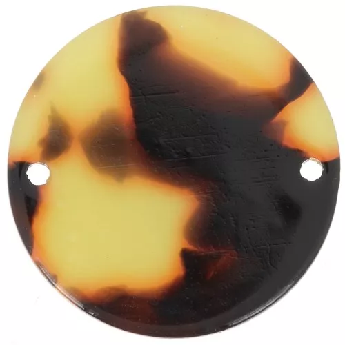 Intercalaire rond 20 mm en acétate - Ecaille de tortue - Marron - Noir x1