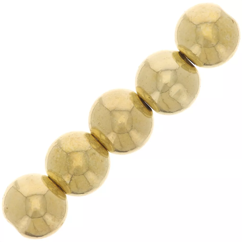 Perles rondes 10 mm en acrylique métallisée CCB - Doré x10 - Perles & Co