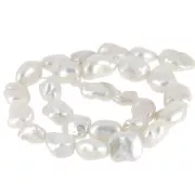 Perle d'eau douce Keshi baroque irrégulière - 10 à 14 mm - Grade AAA - Blanc x1
