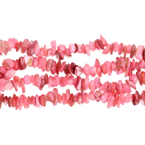 Perles chips 8-11 mm - coquillage teintée - Rose x 78 cm