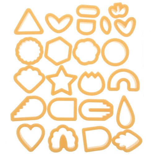 Set de 24 emporte-pièces plastique pour polymère - Géométrique - Fleurs - Coeurs