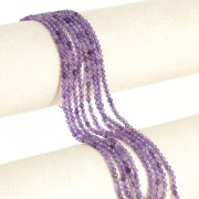 Perles rondes facettées 3 mm pierre gemme - Amethyste x39cm