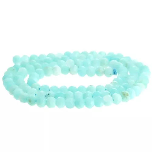 Perles rondes aplaties facettées 4x3 mm - Amazonite x40cm