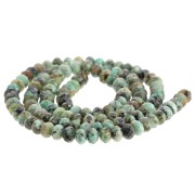 Perles rondes aplaties facettées 4x3 mm - Turquoise Africaine - Jaspe x39cm|raw }}