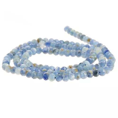Perles rondes aplaties facettées 4x3 mm - Kyanite x40cm