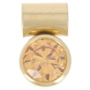 Breloque oxyde zirconium Topaz 4 mm avec accroche tube - Gold filled (Or laminé)