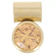 Breloque oxyde zirconium Topaz 4 mm avec accroche tube - Gold filled (Or laminé)
