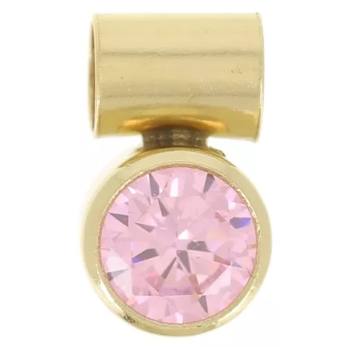 Breloque oxyde zirconium Light Rose 4 mm avec accroche tube Gold filled (Or laminé