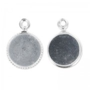 Serti pendentif pour cabochon fond plat 8 mm argenté HQ x1|raw }}