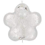 Perle de Murano fleur - 15 mm - crystal et feuille d'argent x1