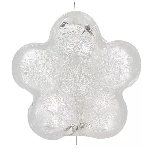 Perle de Murano fleur - 15 mm - crystal et feuille d'argent x1