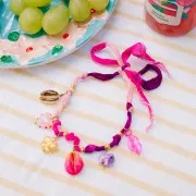 Perle de Murano fleur - 15 mm - crystal et feuille d'argent x1