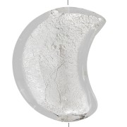 Perle de Murano lune - 17x13.5 mm - crystal et feuille d'argent x1|raw }}