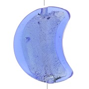 Perle de Murano lune - 17x13.5 mm - Saphir et feuille d'argent x1