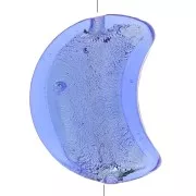 Perle de Murano lune - 17x13.5 mm - Saphir et feuille d'argent x1