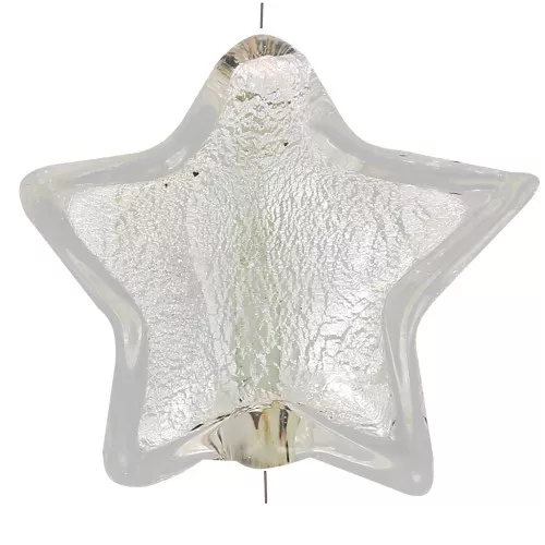 Perle de Murano étoile 16 mm - Crystal et feuille d'argent x1