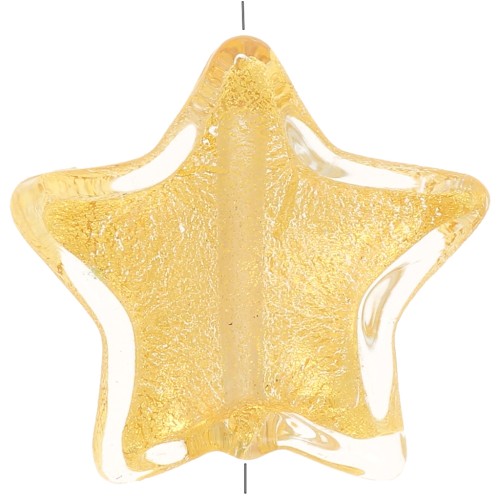 Perle de Murano étoile 16 mm - Crystal et feuille d'or x1