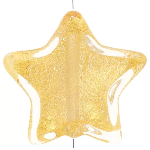 Perle de Murano étoile 16 mm - Crystal et feuille d'or x1