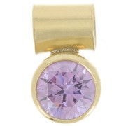Breloque oxyde zirconium L. Amethyst 4 mm avec accroche tube Gold filled Or laminé|raw }}