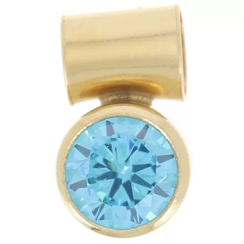 Breloque oxyde zirconium Blue 4 mm avec accroche tube Gold filled (Or laminé)